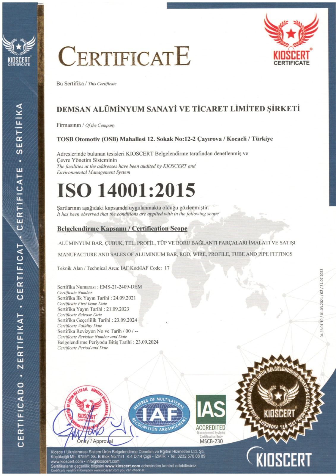 Kalite ve Sertifikalar