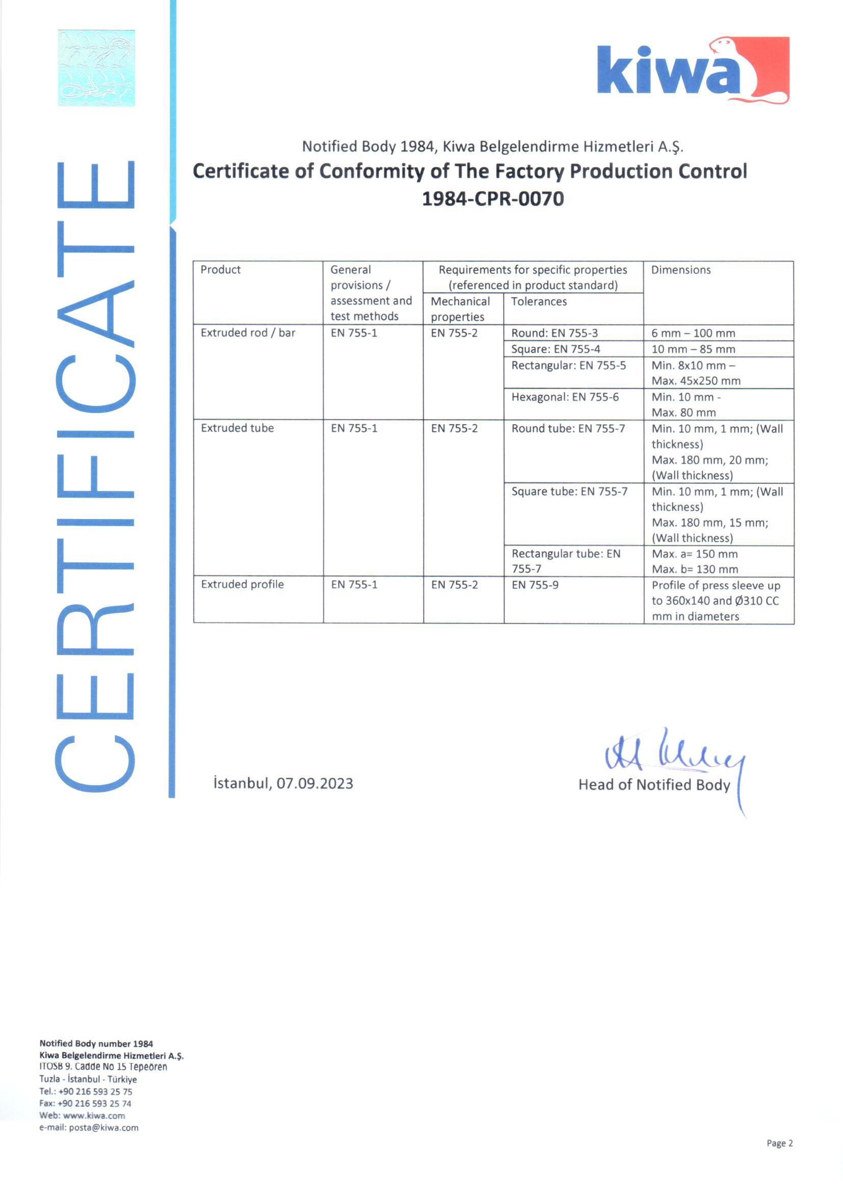 Kalite ve Sertifikalar