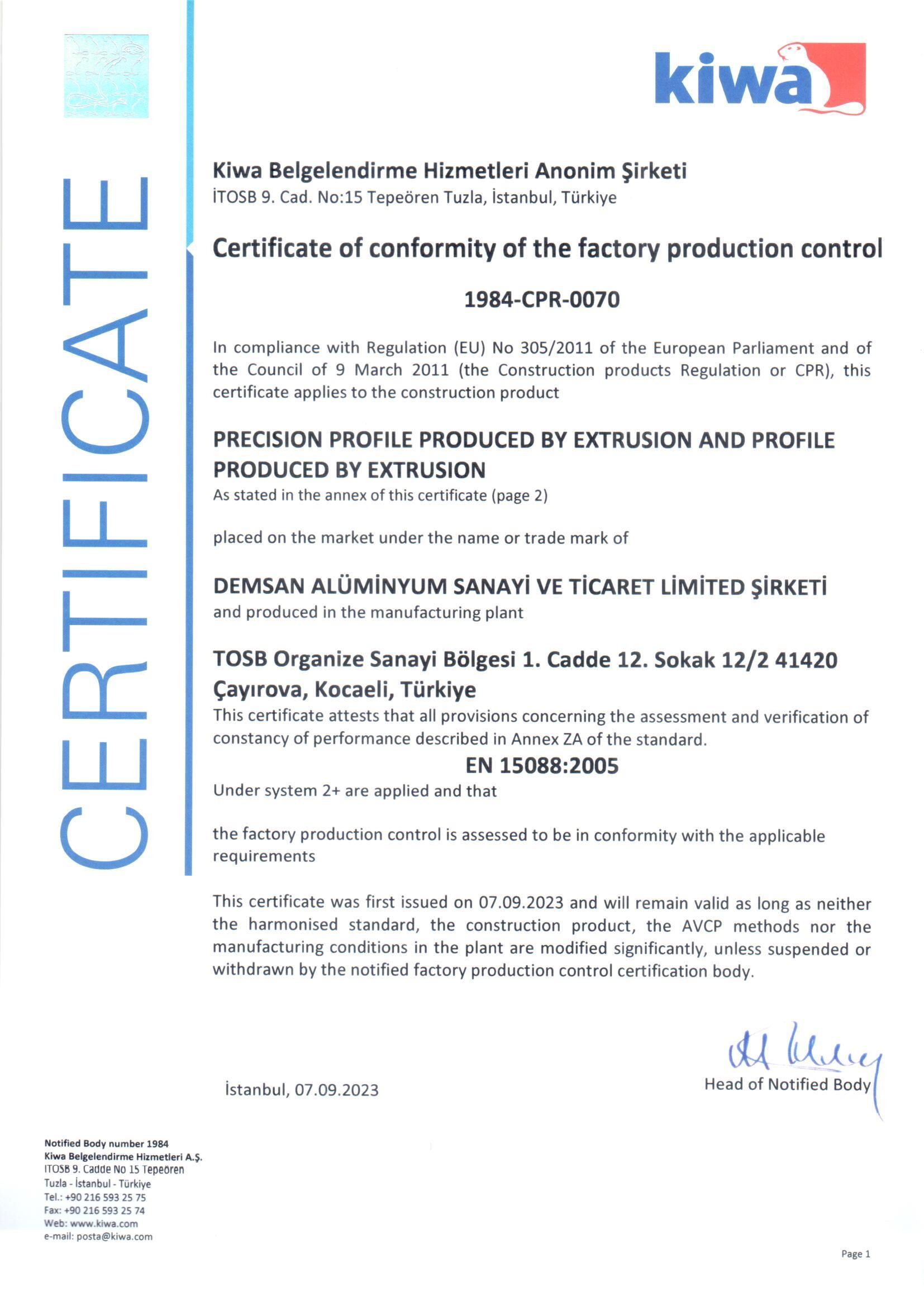 Kalite ve Sertifikalar